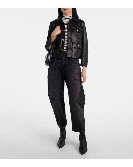 Veronica Beard Black Lisa Leather Ankle Boots
