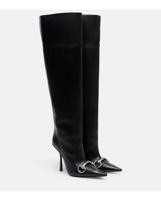 Gucci Black Boulevard Horsebit Leather Knee-High Boots
