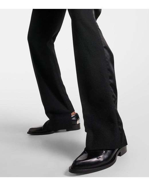 Pantalones Rectos En Mezcla De Lana Victoria Beckham de color Black