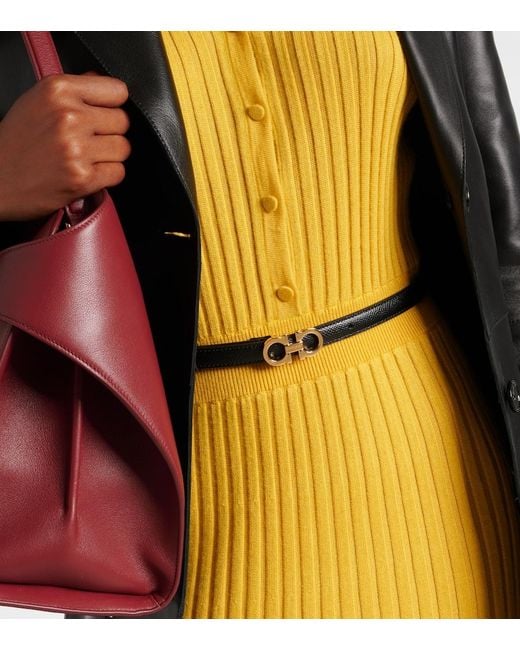 Ferragamo Black Gancini Leather Belt