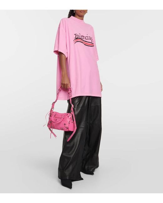 Camiseta en jersey de algodon con logo Balenciaga de color Pink