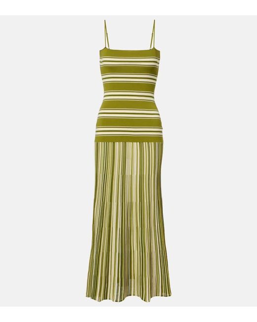 Faithfull the Brand Women's Green Esenia Striped Cotton-Blend Maxi Dress