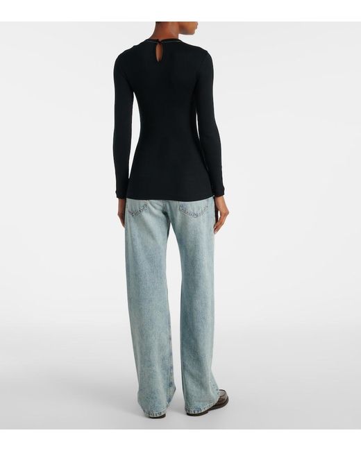 Brunello Cucinelli Black Monili Cotton-Blend Top