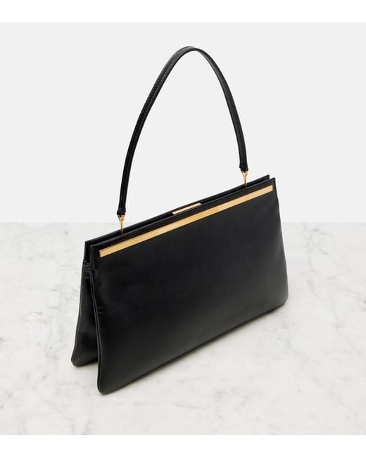 The Row Black Elise Medium Leather Shoulder Bag
