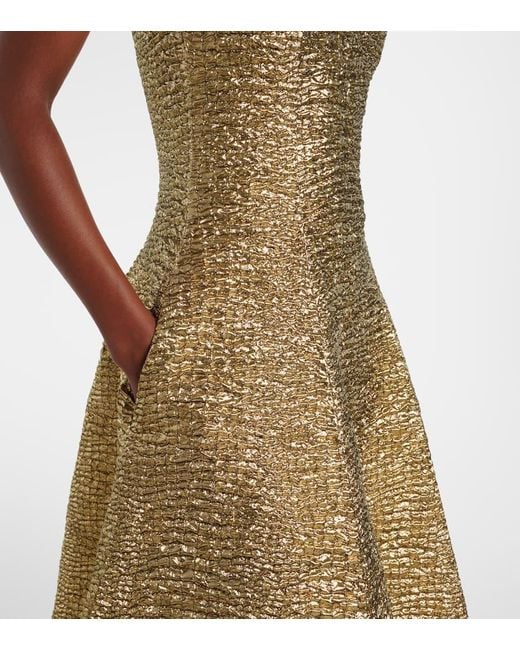 Emilia Wickstead Natural Mara Metallic-Effect Seersucker Midi Dress