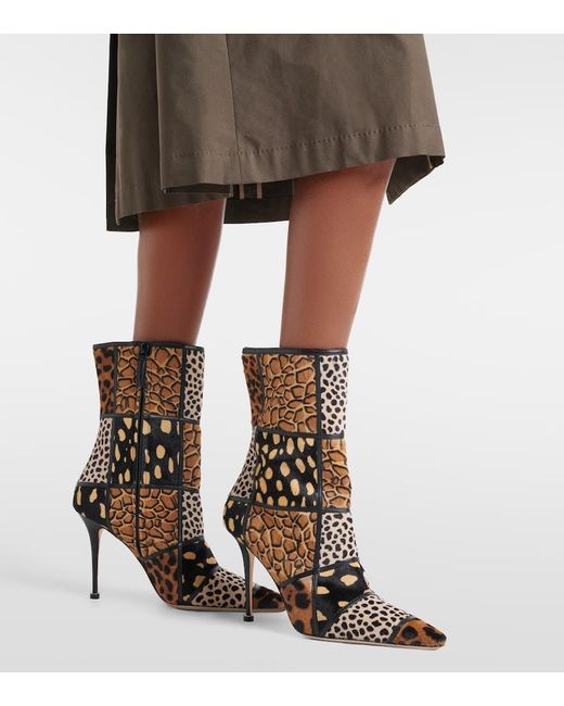 Manolo Blahnik Brown Trulona 105 Calf Hair Ankle Boots