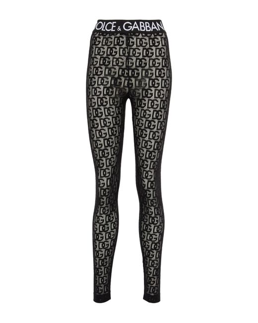 Dolce & Gabbana Logo High-rise Lace leggings in Black | Lyst