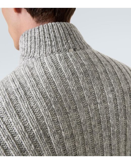 Herno Gray Cable-Knit Wool Jacket for men