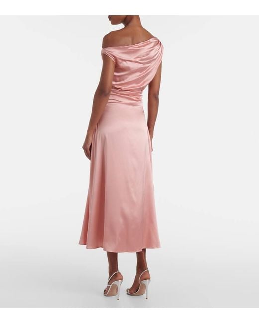 Staud Pink Midikleid Elyse Aus Einem Seidengemisch