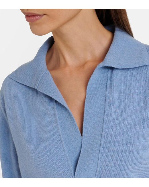 Victoria Beckham Blue Genevieve Wool And Cashmere Polo Sweater
