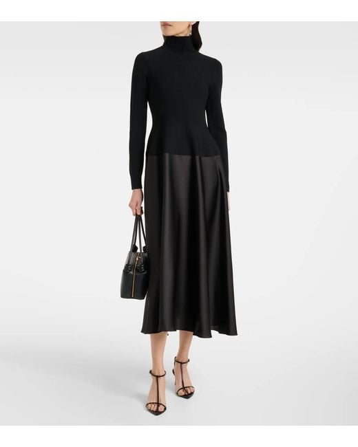 Jonathan Simkhai Black Frances Knitted Satin Midi Dress