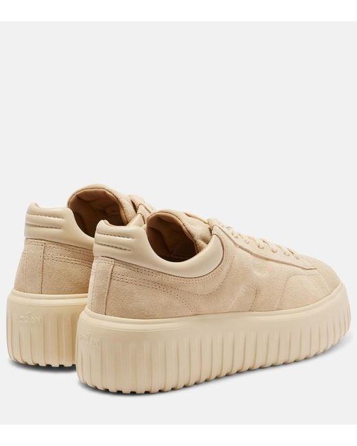 Hogan Natural H-Stripes Suede Platform Sneakers