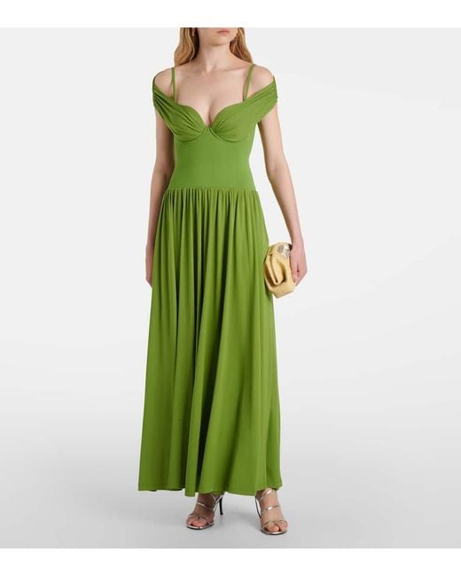 Jonathan Simkhai Green Amarantha Draped Jersey Midi Dress