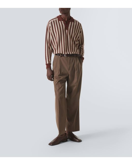 Bode Brown Hogan Stripe Wool And Cashmere Polo Sweater for men