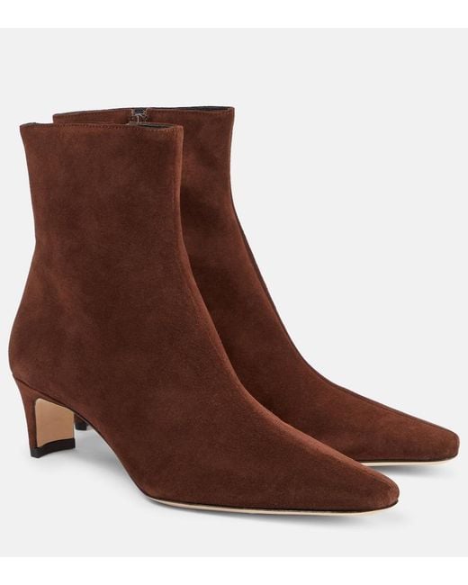 Staud Brown Wally 55 Suede Ankle Boots