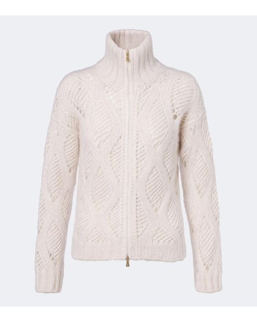 Eleventy Pink Mohair And Silk Zip-Up Cardigan
