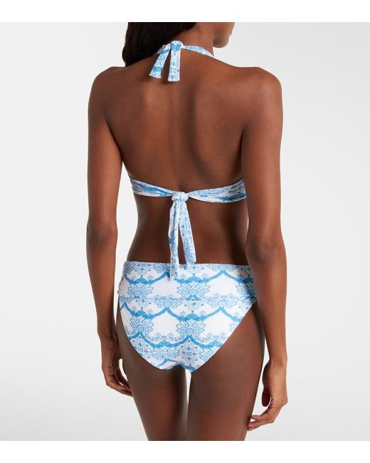 Melissa Odabash Blue Bedrucktes Bikini-Oberteil Brussels