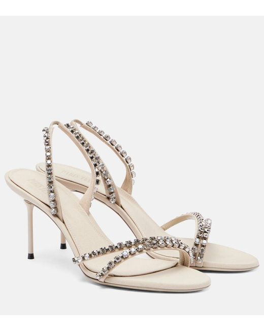Paris Texas Natural Lidia 70 Crystal-Embellished Mules