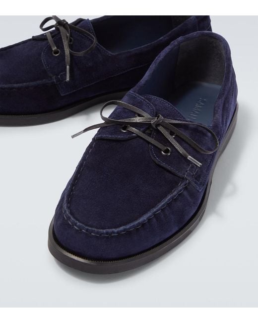 Saman Amel Blue City Moc Suede Boat Shoes for men
