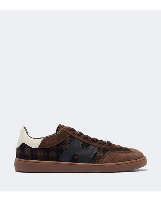 Hogan Brown H647 Leather-Trimmed Suede Sneakers