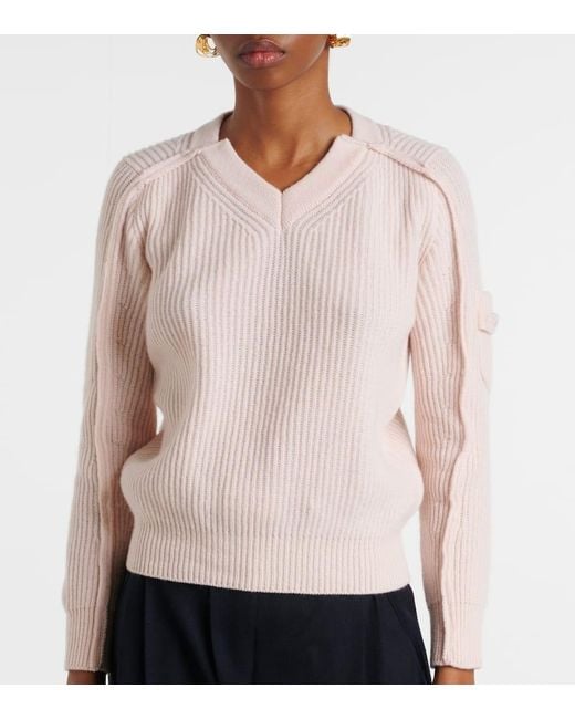 Victoria Beckham Natural Wool And Cashmere Sweater