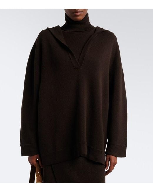 Jardin Des Orangers Black Hooded Wool And Cashmere Sweater