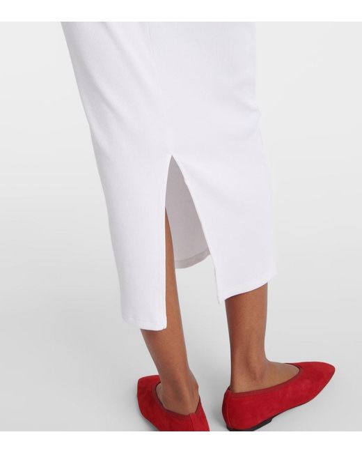 Veronica Beard White Darien Ribbed-Knit Cotton-Blend Polo Dress