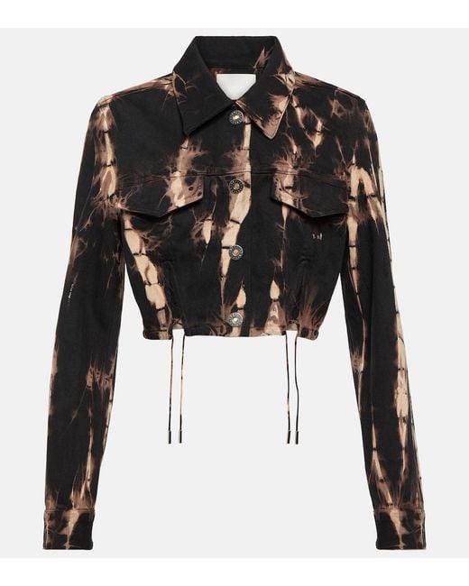 Dion Lee Black Tie-Dye Cropped Denim Jacket