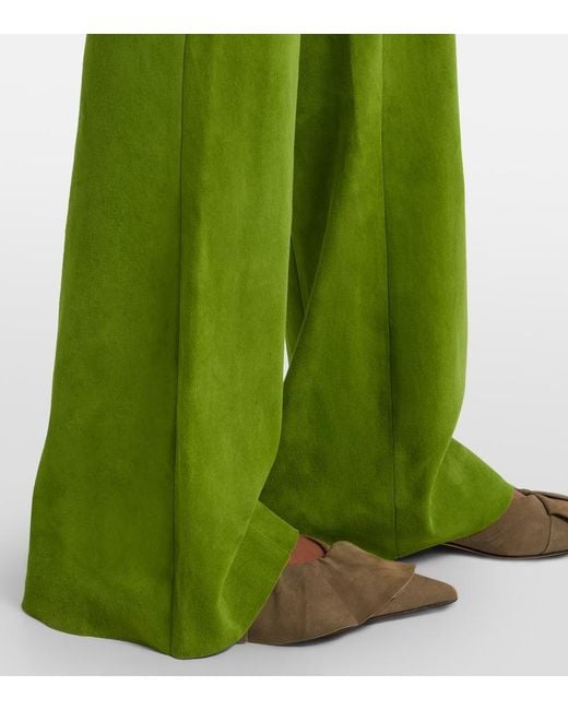 Stouls Green Gege Suede Flared Pants