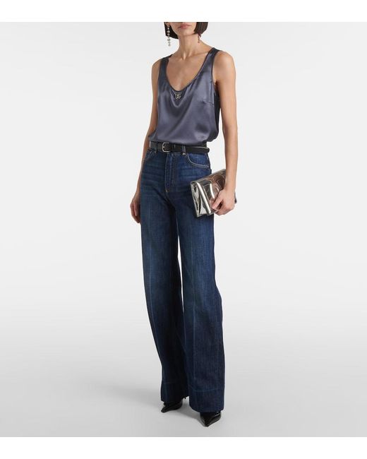 Dolce & Gabbana Blue Silk-Blend Top