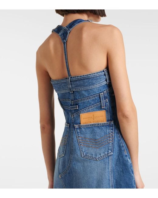 Jean Paul Gaultier Blue Overall Detail Denim Dress