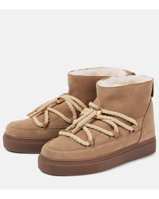 Inuikii Brown Shearling-Lined Suede Ankle Boots