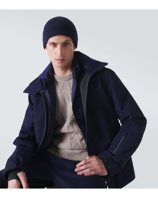 Zegna Blue Ribbed-Knit Cashmere Beanie for men