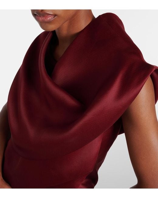 Khaite Red Luola Draped Silk Top