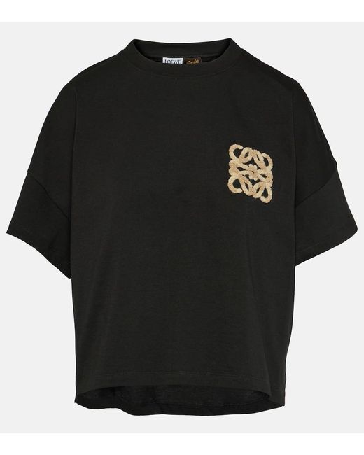 Loewe Black Paula's Ibiza T-Shirt Anagram aus Baumwoll-Jersey