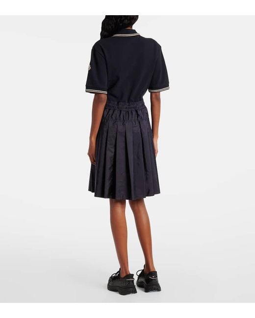 Moncler Blue Technical Cotton Polo Dress