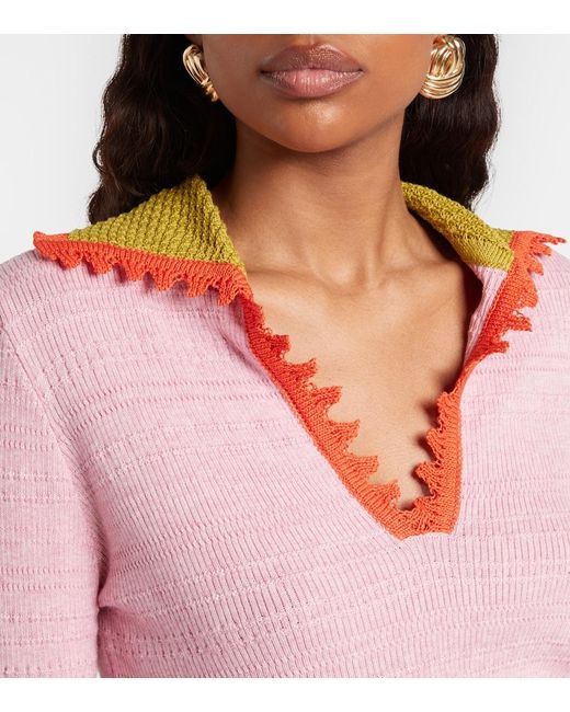 LaDoubleJ Pink Picket Cotton And Wool Sweater