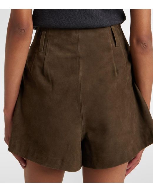 Frankie Shop Brown High-Rise Shorts Lise Aus Veloursleder