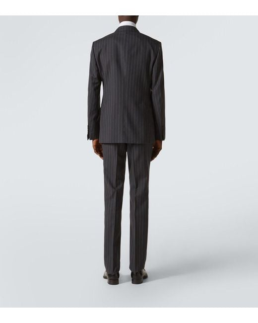 Tom Ford Blue Pinstripe Wool And Mohair Suit for men