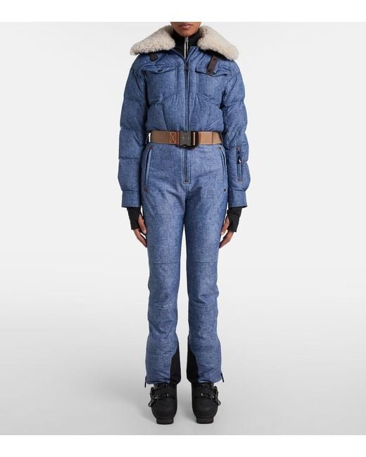 Moncler Blue Skianzug Mit Shearling