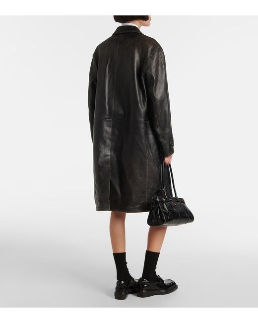 Prada Black Mantel Aus Leder