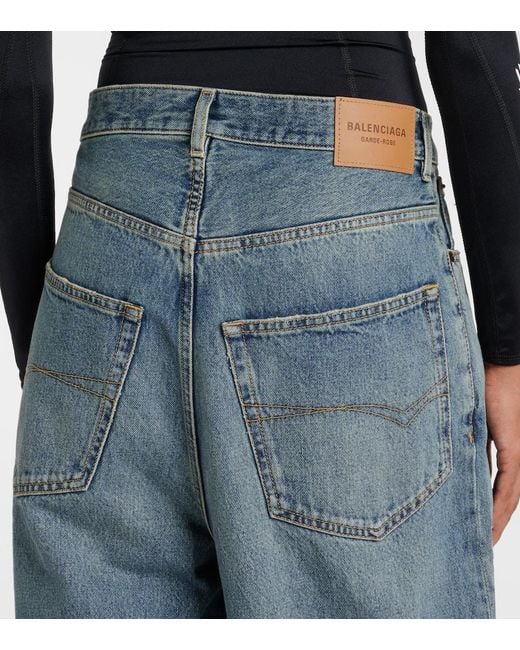 Balenciaga Blue Faded Mid-Rise Wide-Leg Jeans