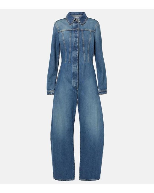 Alaïa Blue Round Denim Jumpsuit