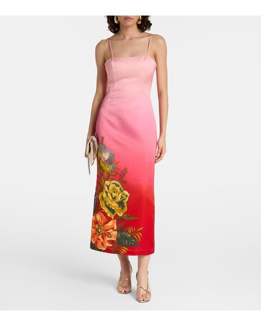 ALÉMAIS Red Inez Ombre Linen-Blend Midi Dress