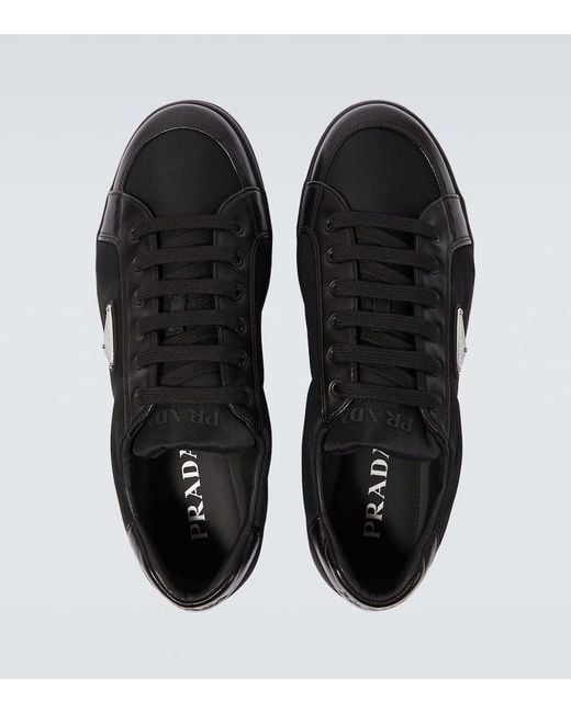Prada Black Downtown Nappa Leather And Re-nylon Sneakers for men