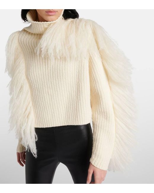 Pullover Ploma in lana con shearling di CORDOVA in Natural