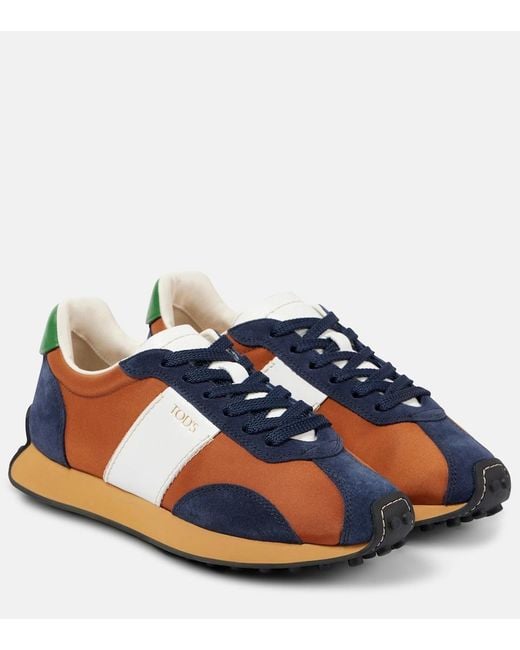 Tod's Blue T-Vintage Leather And Suede-Trimmed Sneakers