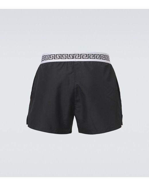 Versace Black Greca Swim Trunks for men