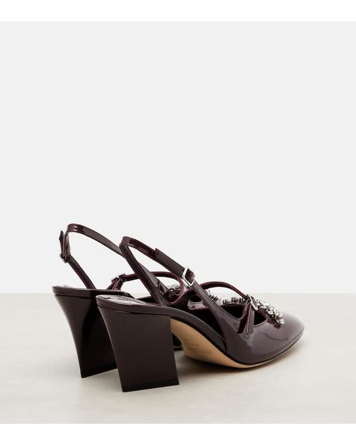 Jimmy Choo Brown Verzierte Slingback-Pumps Belinda 70 Aus Lackleder