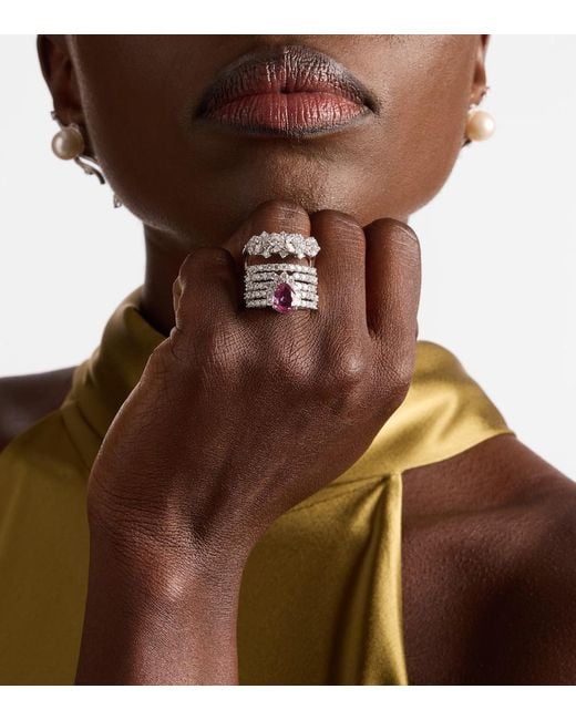 YEPREM White Reign Supreme 18Kt Ring With Diamonds And Sapphire